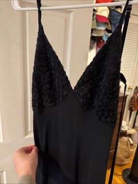 Black floral-Detail Slip Dress